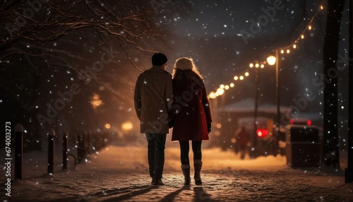 Photo of a Romantic Stroll Through a Winter Wonderland