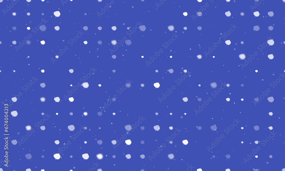 Seamless background pattern of evenly spaced white aspen leafs of different sizes and opacity. Vector illustration on indigo background with stars Seamless background pattern of evenly spaced white aspen leafs of different sizes and opacity. Vector illustration on indigo background with stars