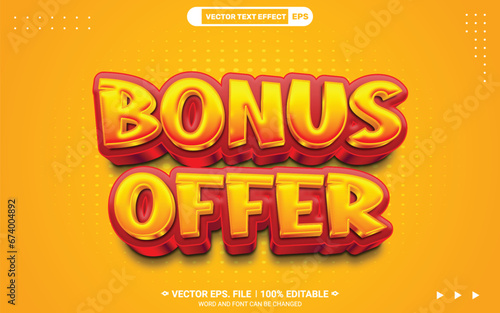 3d editable bonus offer vector text style effect