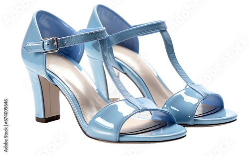 Ankle strap heeled sandal isolated on transparent background.