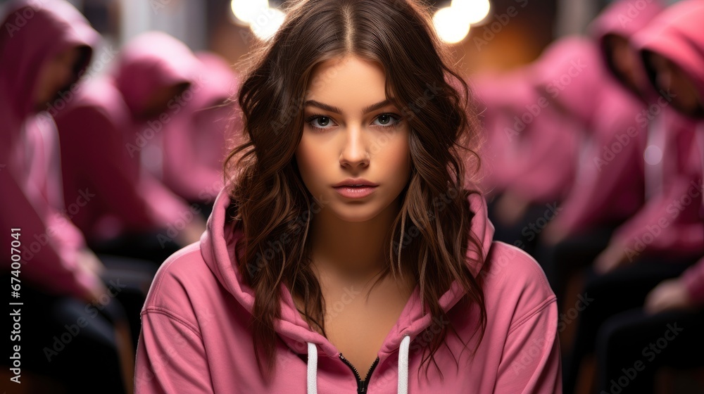 Fototapeta premium Portrait Serious Gen Z People Looking, Bright Background, Background Hd
