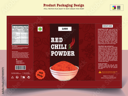 Red Chili Packaging, Chili label, box & pack, spicy masala, label and packing, packaging design, print ready file, vector label 