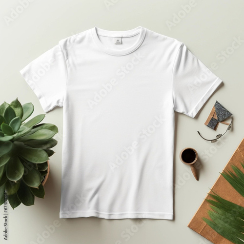 T-shirt mockup featuring a clean ironed white