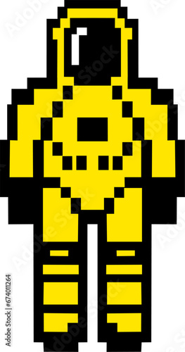 Nuclear protection yellow suit in pixel art