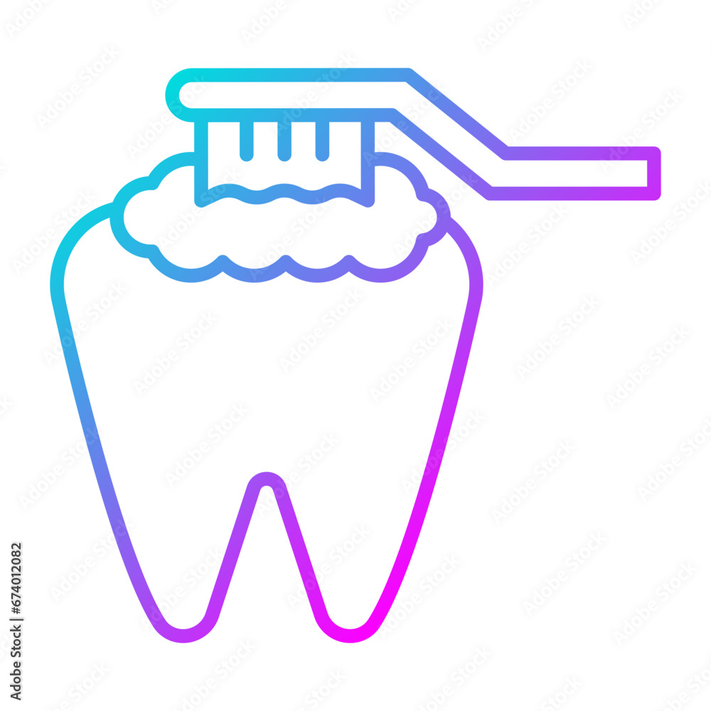Cleaning Tooth with Brush Icon Cleaning Tooth with Brush Icon