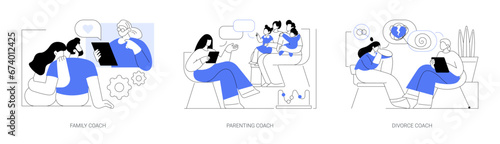 Family coach isolated cartoon vector illustrations se