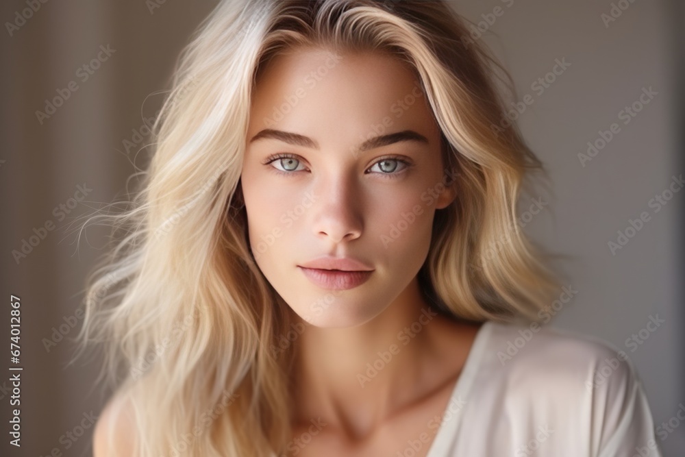 Beautiful young blond woman studio portrait. AI generative Beautiful young blond woman studio portrait. AI generative