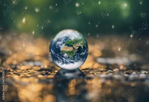Earth Day Planet mother earth globe World in a droplet of water Background wallpaper