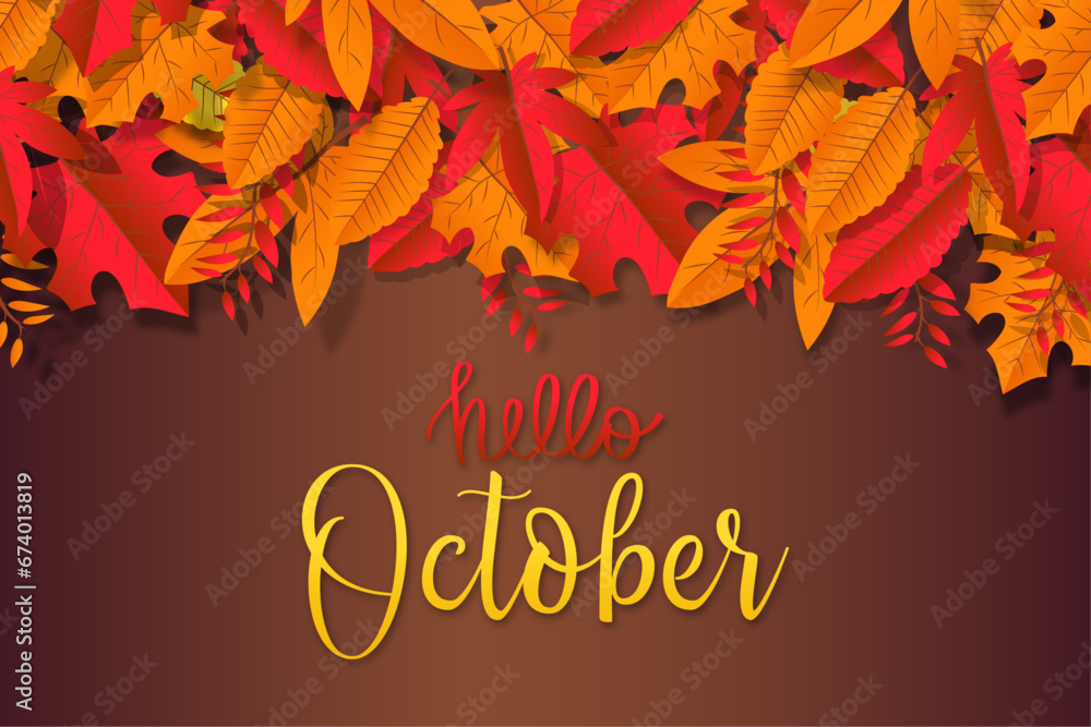 Calendar, october brown month banner. Vector illustrator banner Calendar, october brown month banner. Vector illustrator banner