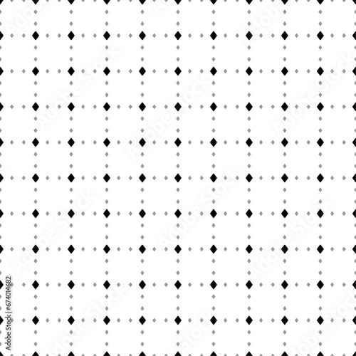 Square seamless background pattern from black diamonds are different sizes and opacity. The pattern is evenly filled. Vector illustration on white background
