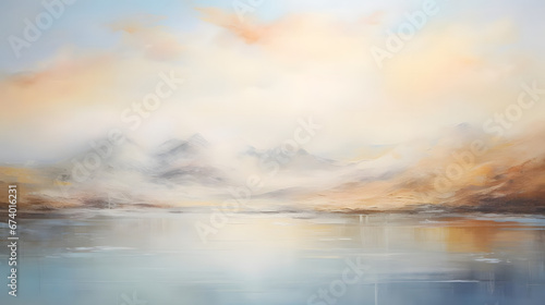Ethereal Horizon Serenity, abstract landscape art, drawing, generative ai