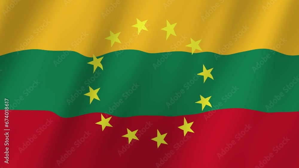 Lithuania Flag and EU Flag 4K Video. Flags of Lithuania and the European Union footage video waving in wind. Lithuania in the European Union. Lithuania Flag and EU Flag 4K Video. Flags of Lithuania and the European Union footage video waving in wind. Lithuania in the European Union.