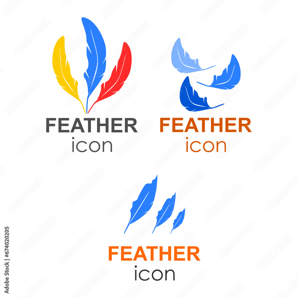Feather icon. Set of logo design templates