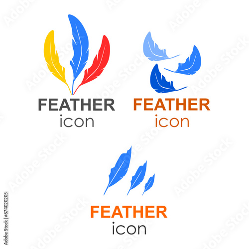 Feather icon. Set of logo design templates