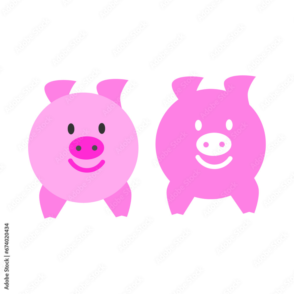 Pig symbol. Pig or pork bacon flat vector color icon for animal apps and websites. Pig symbol. Pig or pork bacon flat vector color icon for animal apps and websites.