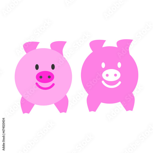 Pig symbol.  Pig or pork bacon flat vector color icon for animal apps and websites.