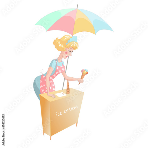 cheerful cute ice cream seller