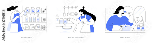 Eating superfoods isolated cartoon vector illustrations se