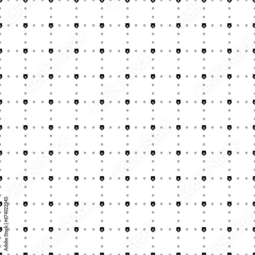 Square seamless background pattern from black bear head icons are different sizes and opacity. The pattern is evenly filled. Vector illustration on white background
