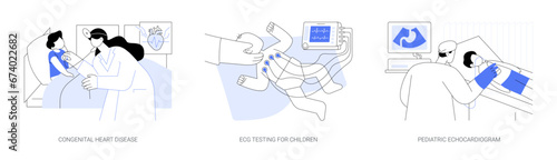 Pediatric cardiology abstract concept vector illustrations.