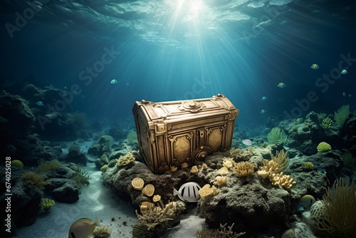ancient chest at the bottom of the sea