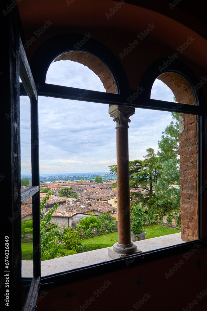 Beautiful panoramic view from a window into the village of Lonato del Garda
Italy.