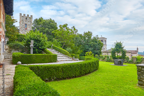 Beautiful panoramic view in a park near the village of Lonato del Garda, Italy. photo