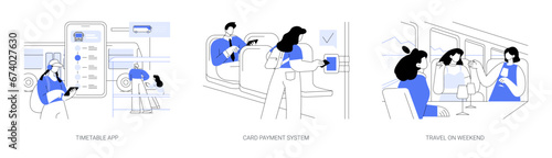 Public transport trip abstract concept vector illustrations.