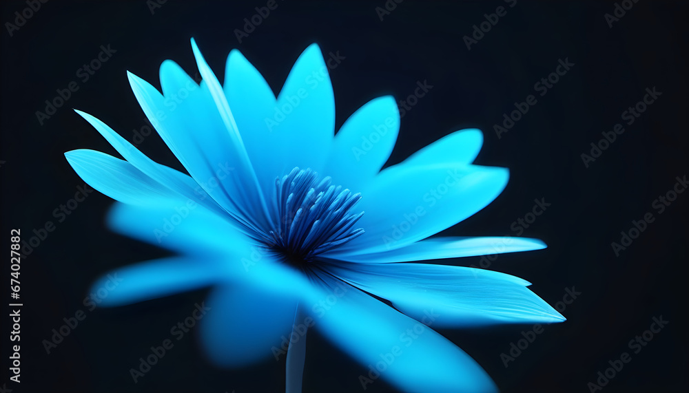 Top view of Beautiful bright blue chrysanthemum flower isolated on black background.
