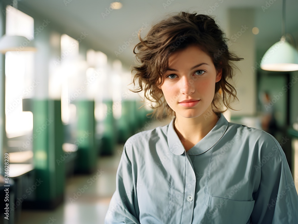 Real Life in the Medical Field: Candid Shot of a Focused Female Hospital Employee (94 characters) Real Life in the Medical Field: Candid Shot of a Focused Female Hospital Employee (94 characters)
