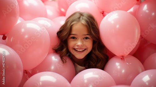 Cute Girl On Pink Background Balloons , Bright Background, Background Hd