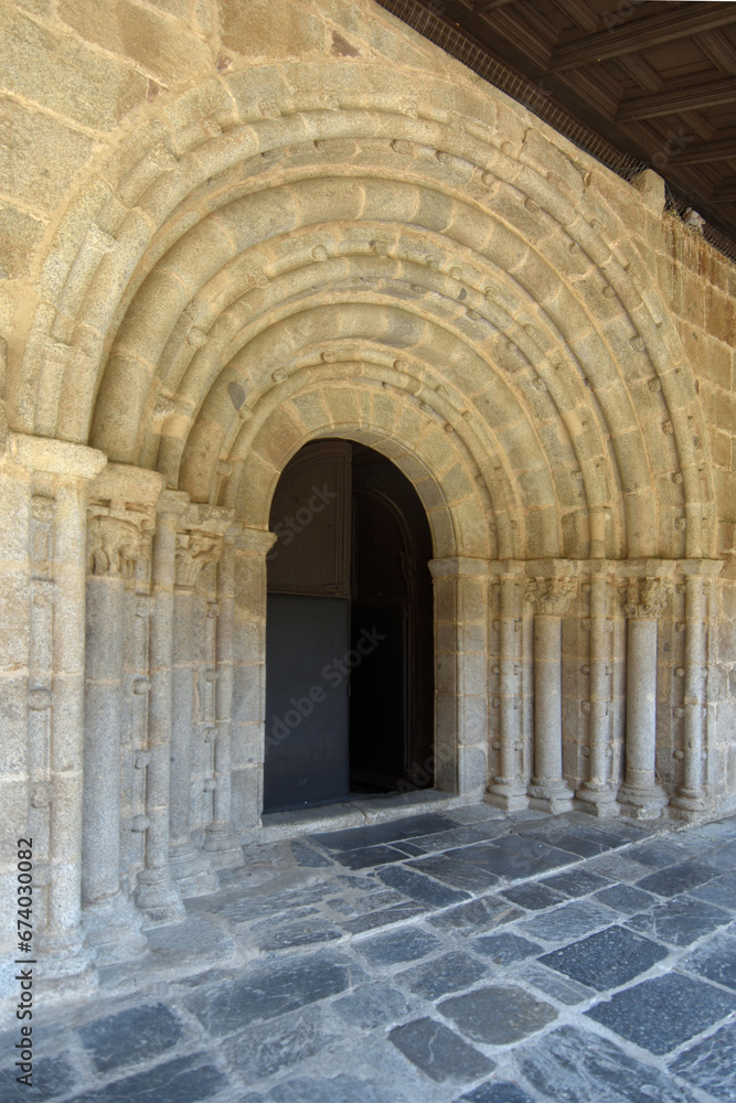 entrance to the Cathedral from the cloister, Santa Maria dâ€™Urgell , La Seu dâ€™Urgell, LLeida province, Catalonia, Spain