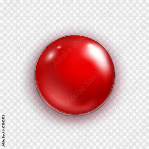 Leinwand Poster Red glass button isolated on transparent background
