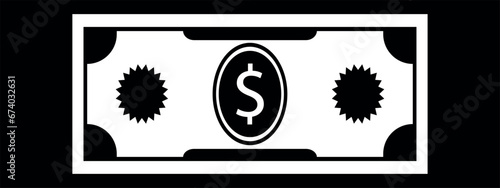 Dolar icon. Vector on black background