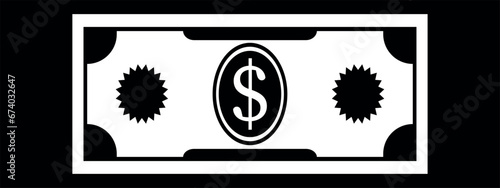 Dolar icon. Vector on black background