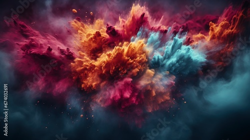 Freeze Motion Colored Powder Explosions, Bright Background, Background Hd