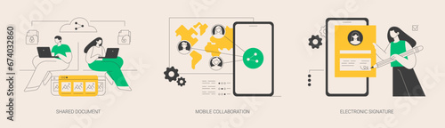 Collaborative document abstract concept vector illustrations.