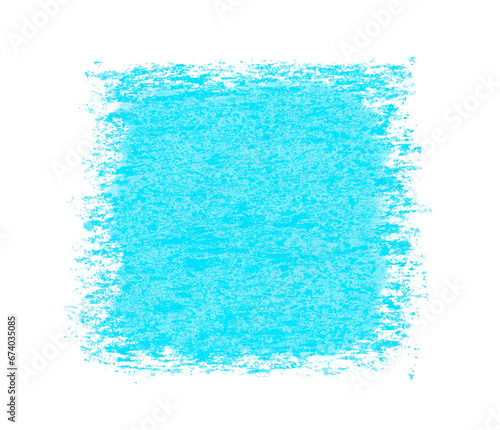 Hand painted blue square handdrawn with pastel crayon. Png clipart isolated on transparent background