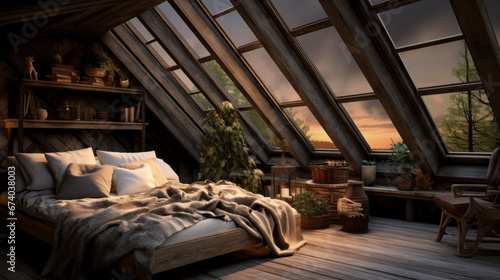 An attic is the perfect spot for a cozy daybed and a skylight © Textures & Patterns