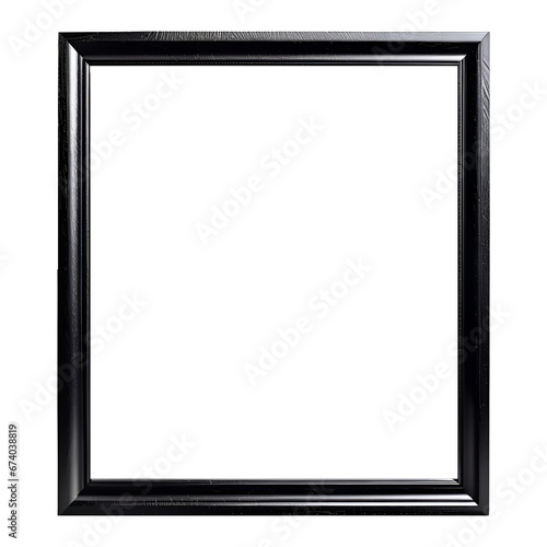 Black Wooden Frame Isolated on Transparent Background