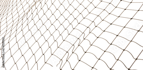 Fishing net on a white background. Rope. Football or tennis net photo