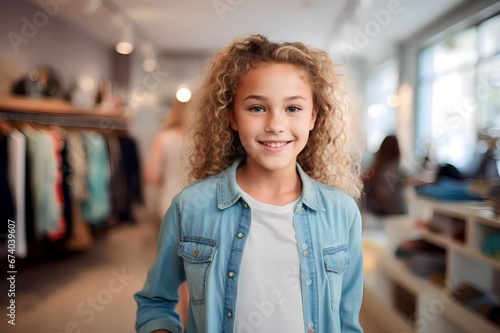 Portrait of girl in clothing store