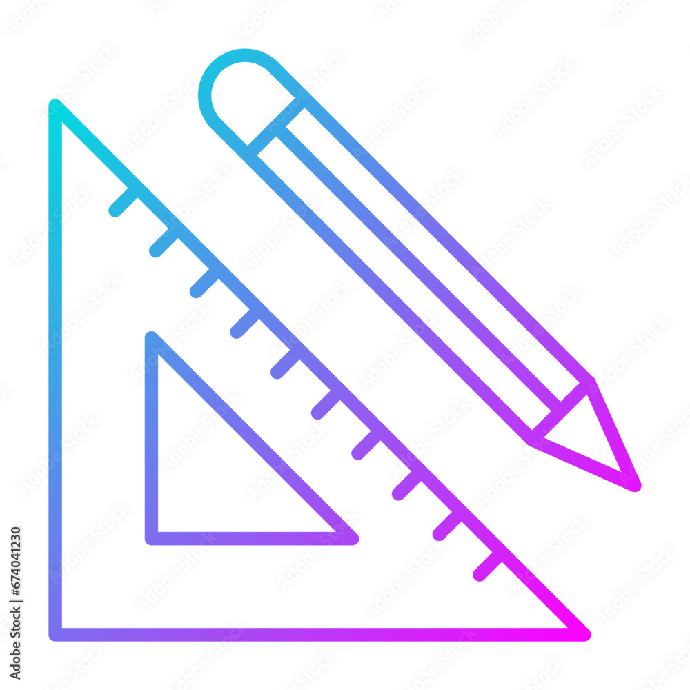 Pencil and Set Square Icon Pencil and Set Square Icon