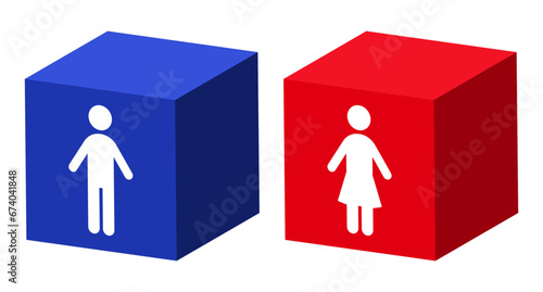 男性と女性の立方体