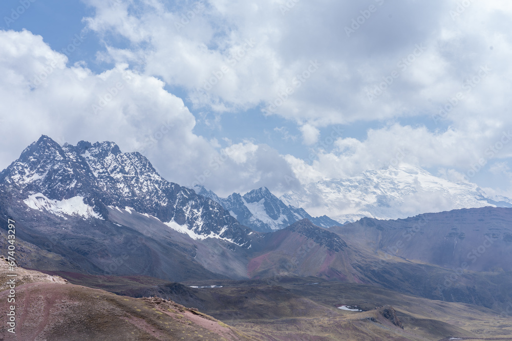 Snowy Andes peaks in the Red Valley of Peru