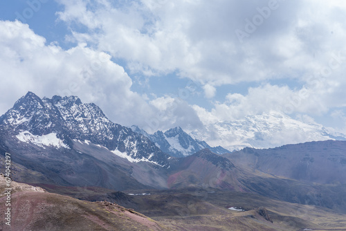 Snowy Andes peaks in the Red Valley of Peru