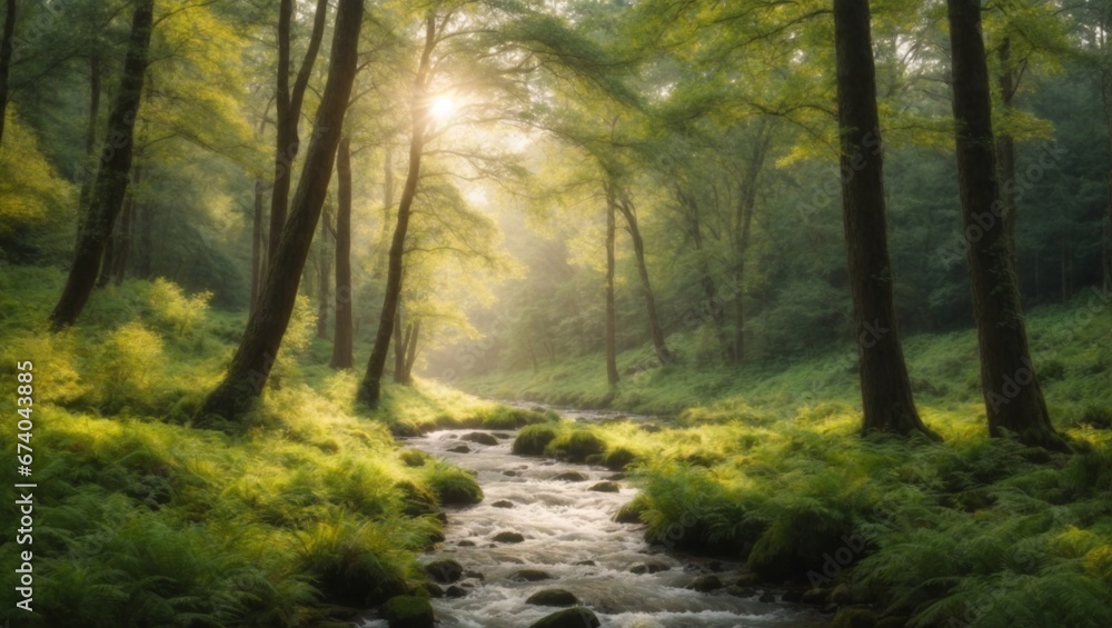 Naklejka premium morning in the woods