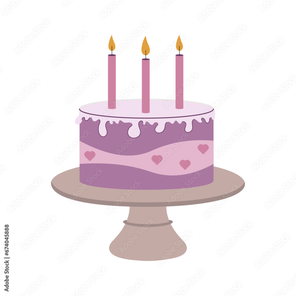 Cake candles isolated on white background. Vector illustration for cards, stickers, banners and web resources. Cake candles isolated on white background. Vector illustration for cards, stickers, banners and web resources.