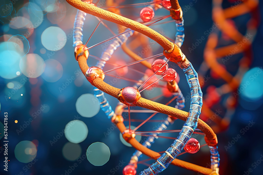 DNA helix, biotechnology and molecular engineering, scientific medicine and innovation concept. DNA gene editing using modern technologies.