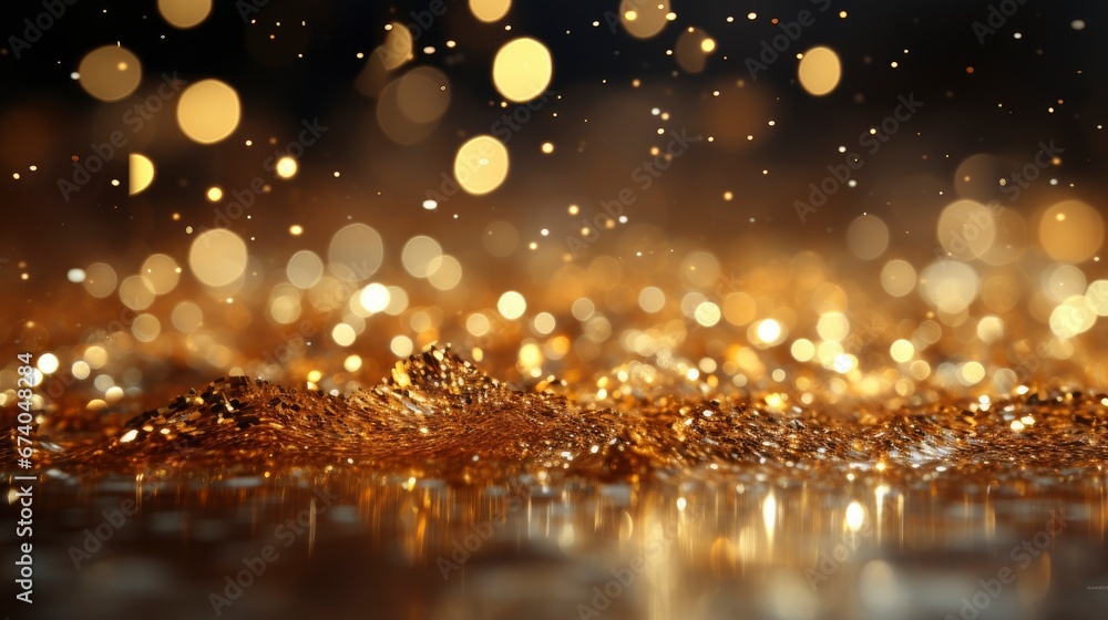 Naklejka premium Christmas Glowing Golden Background Lights Gold, Bright Background, Background Hd